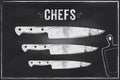 Chefs knife. Vector sketch chalk illustration design Royalty Free Stock Photo