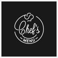 Chefs menu logo. Round linear logo of chef hat