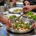 Chefs Plating Gourmet Salad