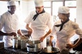 Chefs preparing food at stove Royalty Free Stock Photo