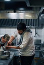 Two chefs working in professional kitchen Royalty Free Stock Photo