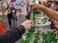 Cheft and promoters play a crucial role in product sampling at trade shows Royalty Free Stock Photo