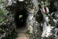 Stone carved tunnel in Nera Gorges Natural Park, Romania, Europe