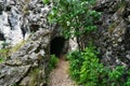 Stone carved tunnel in Nera Gorges Natural Park, Romania, Europe