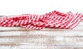 Chekered tablecloth on empty table isolated on white background copy space Royalty Free Stock Photo