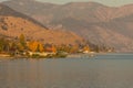 Houses and jetties on the shores of Chelan Lake Royalty Free Stock Photo