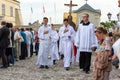 Chelm, Lubelskie, Poland - September 07,2019: Festive indulgence with Bishop Jozef Wrobel, procession with a cross