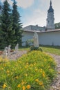 Shrine, the Basilica of the Virgin Mary in Chelm in eastern Poland near Lublin. Rosarium or rosary garden with statues of the