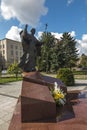Chelm, Poland, September 14, 2019: Monument to Saint Pope John Paul II in Chelm on Independence Square