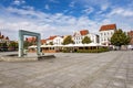 Market square with old tenement houses in Chelmno Royalty Free Stock Photo