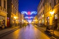 Christmas decorations in the old town of Chelmno, Poland