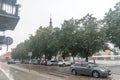 City center of Chelmno during rain Royalty Free Stock Photo