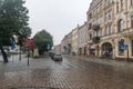 Rain in city center of Chelmno Royalty Free Stock Photo