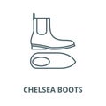 Chelsea boots line icon, vector. Chelsea boots outline sign, concept symbol, flat illustration Royalty Free Stock Photo