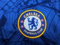 Chelsea club logo in blue.