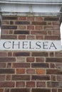 Chelsea Name written on Building Facade; London Royalty Free Stock Photo