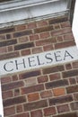 Chelsea Name written on Building Facade; London Royalty Free Stock Photo