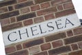 Chelsea Name written on Building Facade; London Royalty Free Stock Photo