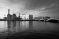 Chelsea Railway Bridge and Battersea Power Station, panorama Royalty Free Stock Photo