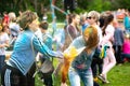 Chelyabinsk Region, Russia - July 2019. Joy and fun on the faces of children. Children of different nationalities are friends at