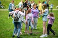 Chelyabinsk Region, Russia - July 2019. Joy and fun on the faces of children. Children of different nationalities are friends at