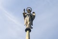 Chelyabinsk, Russia-June 19, 2019: a sculpture of an angel with wings is blessed from the sky with his right hand against