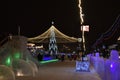 Chelyabinsk, Ural Russia - 01 03 2023: New Year's Square in the center of Chelyabinsk and an ice town with sculptures.