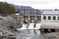 Chemal river. Chemal HPP. Chemal hydroelectric power station in Altai. Royalty Free Stock Photo