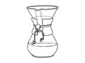 Chemex Coffeemaker sketch engraving raster illustration. Scratch board style imitation. Black and white hand drawn image Royalty Free Stock Photo