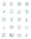 Chemical analysis linear icons set. Spectroscopy, Chromatography, Mass-spectrometry, Elemental-analysis, Solvent