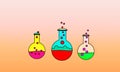 Chemical beaker, Chemical experiment Science lab symbols composition Royalty Free Stock Photo