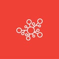 Chemical Bond Line Icon On Red Background. Red Flat Style Vector Illustration