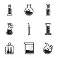 Chemical bottle icon set, simple style