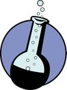 Chemical with bubbles in a glass flask. Vector