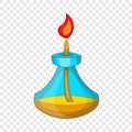 Chemical burner icon, cartoon style