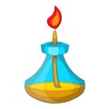 Chemical burner icon, cartoon style