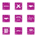 Chemical chaos icons set, grunge style