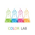 Chemical colored flasks logo Royalty Free Stock Photo