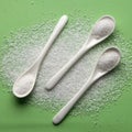 Chemical component - Magnesium chloride in three spoons Royalty Free Stock Photo