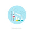 Chemical concept. Organic chemistry. Synthesis of substances. Flat design.