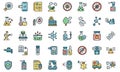 Chemical control icons set line color vector