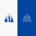 Chemical, Dope, Lab, Science Line and Glyph Solid icon Blue banner Line and Glyph Solid icon Blue banner