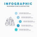 Chemical, Dope, Lab, Science Line icon with 5 steps presentation infographics Background