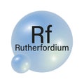 Chemical element icon. Rutherfordium symbol. Blue gradient sphere. Vector illustration. Royalty Free Stock Photo