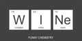 Chemical elements of the periodic table. Funny chemistry, phrase - WINE. Monochromatic design for web, print or art. Printable Royalty Free Stock Photo