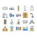 chemical engineer research icons set vector