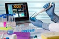 Chemical engineer working in laboratory with pipette and flask Royalty Free Stock Photo