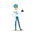 Chemical engineer working on oil samples, oil refinery production vector illustration