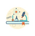 Chemical engineering background with flat icon of objects Royalty Free Stock Photo