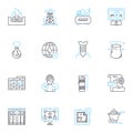 Chemical engineering linear icons set. Reactor, Catalyst, Polymer, Distillation, Synthesis, ion, Crystallization line Royalty Free Stock Photo